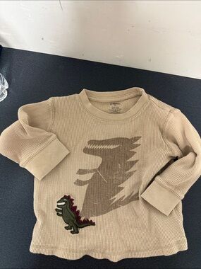 Gymboree Tan Waffle Knit Dinosaur Top
